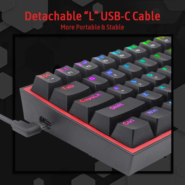 Redragon K617 Fizz 60% RGB Red Switches (Black) Redragon K617 Fizz 60% RGB Red Switches (Black)